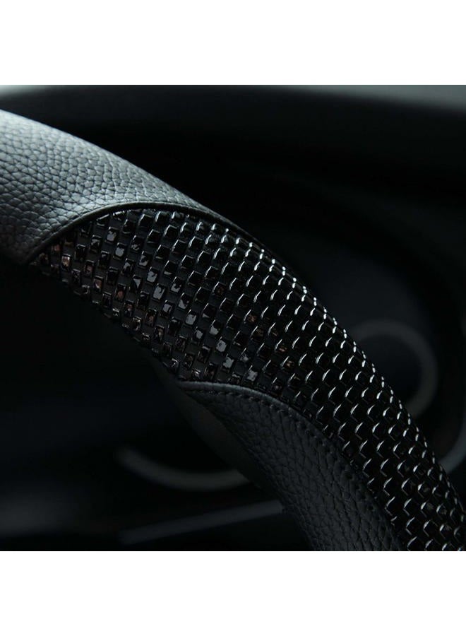 Valleycomfy Steering Wheel Cover with Microfiber Leather for Car Truck SUV 15 inch (Black) - Image 3